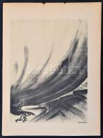 Ruzicskay György (1896-1993): Terhek alatt, algrafia, papír, jelzett az algrafián, kissé szakadozottak a papír szélei, 24×18 cm