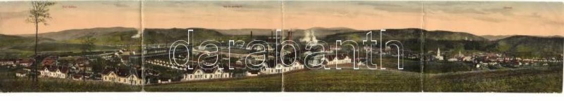 Ózd, Vas és acélgyár, négy részes panorámalap. Zsiros Sándor kiadása / 4-tiled panoramacard