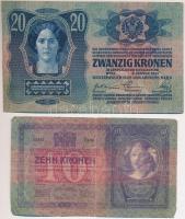 1904. 10K + 1913. 20K mindkettő hamis "BEREG 20 ARTIL COLONIAL ARMÉE D'HONGRIE" felül...