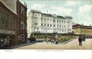 Temesvár, Timisoara; Szent György tér, Leitenbor József üzlete / square, shop (EK)