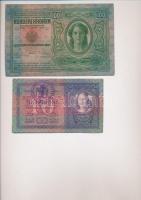 1904. 10K + 1912. 100K mindkettő hamis "Bács-Bodrog Vármegye Ada Község 1904" felülbélyegz...