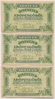1946. 50.000AP (3x) mindhárom hibásan nyomott sorszámmal T:III,III- Adamo P50