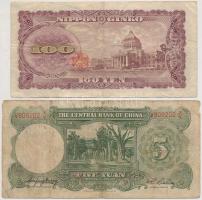 Vegyes: Japán 1953. 100Y + Kína 1936. 5Y T:III,III-
Mixed: Japan 1953. 100 Yen + China 1936. 5 Yuan...