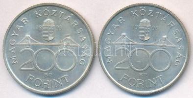 1993. 200Ft Ag "MNB" (2x) T:1-,2