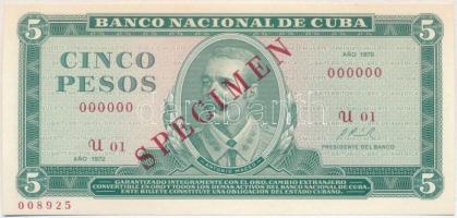 Kuba 1972. 5P "SPECIMEN" T:I,I- Cuba 1972. 5 Pesos "SPECIMEN" C:UNC,AU