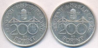1992. 200Ft Ag "MNB" (2x) T:2
