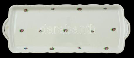 Zsolnay süteményes tálca, matricás, jelzett, kopott, 15×40 cm
