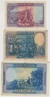 Spanyolország 1928. 25P + 50P + 100P T:III,III- fo., kis szakadás
Spain 1928. 25 Pesetas + 50 Peset...