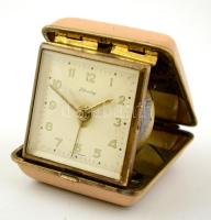 Blessing utazó óra, tokjában, kopott, működik, 8×7 cm