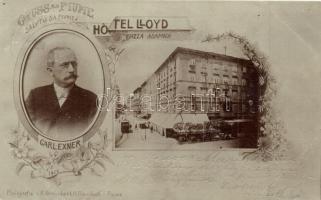 Fiume, Carl Exner Lloyd szállodája, Adamich tér / hotel, square, floral. Photographiee v. R. Verderber & H. Steinbock