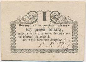 Rozsnyó 1849. 1Ft "Rozsnyó város pénztári utalványa" T:III ROZ-2.2