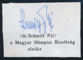 Schmitt Pál (1942-) olimpiai bajnok, MOB elnök, aláírása