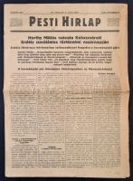 1940 Bp., A Pesti Hírlap LXII. évfolyamának 211. száma, címlapon a Horthy Miklós kolozsvári szózatáról szóló cikkel