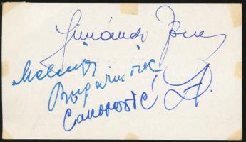 Simándy József (1916-1997) és Melis György (1923-2009) operaénekesek és két ismeretlen aláírása