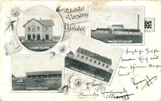 Varsány, Varsányújfalu, vasútállomás, gőzmalom, Lehner fatelep és úri csárda, floral Art Nouveau (kis szakadás / small tear)