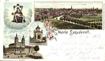 Sasvár, Sastín, Mária Sasvár; templom, kápolna / church, chapel, floral, litho. Franz schemm Kunstanstalt