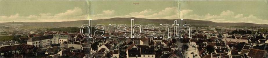 Sopron, három részes kihajtható panorámalap, látkép, Monsberger Gottfried kiadása