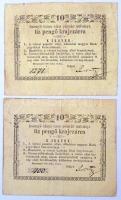 Rozsnyó 1849. 10kr "Rozsnyó bánya város pénztári utalványa" (2x) T:III,III- Adamo ROZ-1.4