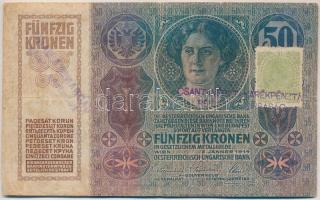 1914. 50K hamis felülbélyegzésekkel és bélyeggel (fake overprint) T:III- kis szakadás Adamo K24