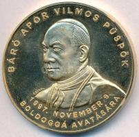 Csóka Zsuzsa (1962-) 1997. Báró Apor Vilmos püspök boldoggá avatására aranyozott Br emlékérem, műanyag tokban (42,5mm) T:1- (PP)