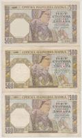 Szerbia / Német megszállás 1941. 500D (3x) T:III,III- Serbia / German occupation 1941. 500 Dinara (3x) C:F,VG Krause 27a, 27b