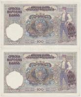 Szerbia / Német megszállás 1941. 100D (6x) közte 2+2 közeli sorszámú T:II,II- fo., szép papír
Serbi...
