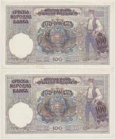 Szerbia / Német megszállás 1941. 100D (6x) közte 2+2 közeli sorszámú T:II,II- fo., szép papír
Serbi...