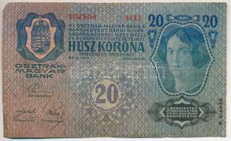 1913. 20K II. kiadás, "DEUTSCHÖSTERREICH" felülbélyegzéssel T:III kis szakadások