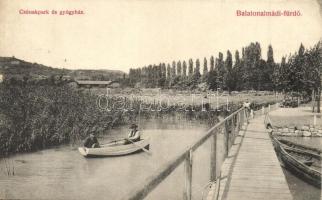 Balatonalmádi-fürdő, csónakpark, gyógyház, Fodor Ferenc kiadása (ázott sarok / wet corner)