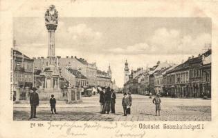 Szombathely, Fő tér, Szentháromság szobor, Steiner Testvérek kiadása (EK)