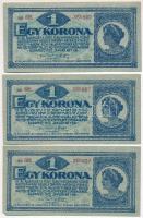 1920. 1K (3x) sötétvörös sorszámmal, közeli sorszámok T:I-II