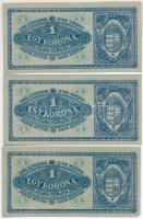 1920. 1K (3x) sötétvörös sorszámmal, közeli sorszámok T:I-II