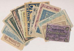Ausztria 1918-1920. 5-50h (20xklf) utalvány és szükségpénz, többek között Gmunden, Wiener Neustadt, St. Konrad és St. Pölten T:II-III- Austria 1918-1920. 5-50 Heller (20xdiff) vouchers and necessity notes, with notes from Gmunden, Wiener Neustadt, St. Konrad és St. Pölten C:XF-VG