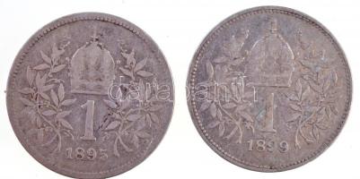 Ausztria 1895-1899. 1K Ag "Ferenc József" (2x) T:3,3- szennyeződés Austria 1895-1899. 1 Corona Ag "Franz Joseph" (2x) C:F,VG stain Krause KM#2804