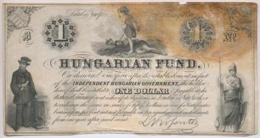1852. 1$ "B" "Kossuth bankó" sorszám nélkül T:III fo. Hungary 1852. 1 Dollar "B" "Hungarian Fund" without serial number C:F spotted