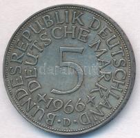 NSZK 1966D 5M Ag T:2 patina FRD 1966D 5 Mark Ag C:XF patina Krause KM#112.1