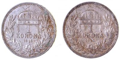 1915KB 1K Ag "Ferenc József" (2x) T:2 szennyeződés Adamo K5.1