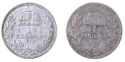 1893KB-1916KB 1K Ag "Ferenc József" (2xklf) T:2,2-,3 apró ph., szennyeződés Adamo K5, K5.1