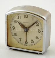 Junghaus ébresztős mini vekker, kopott számlap, működik, 4×4 cm