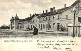 Celldömölk, Vasútállomás a város felől (ragasztónyomok / glue marks)