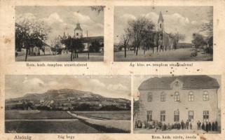 Alsóság, (Celldömölk) Sághegy, Római katolikus templom, zárda és iskola, Áhostoni hitvallású evangélikus templom (Rb)