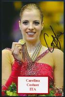 Carolina Kostner (1987-) olimpiai bronzésmes, világ-, és Európa bajnok olasz műkorcsolyázó aláírása egy őt ábrázoló fotón, 15x10 cm./ autograph signature