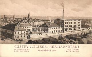 Nagyszeben, Hermannstadt, Sibiu; Gustav Meltzer szappan- és gyertyagyára, reklám / soap and candle factory, advertisement (EK)