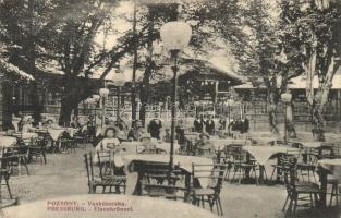 Pozsony, Pressburg, Bratislava; Vaskutacska fürdő, étterem, kerthelyiség, fürdő / Eisenbrünnel / restaurant, garden, spa (kis szakadás / small tear)