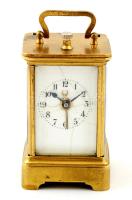 Utazó óra sérült porcelán számlappal, jelzés nélkül, működik, m:9 cm