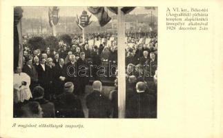 1928 Budapest XIII. Angyalföld, Béke téri plébánia templom alapkő letételi ünnepélye, előkelőségek; Weinwurm Antal