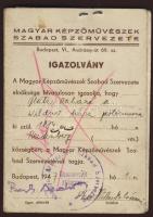 1947 Glatz Oszkárné Wilder Mária szakszervezeti igazolványa Dési Huber Istvánné aláírásával