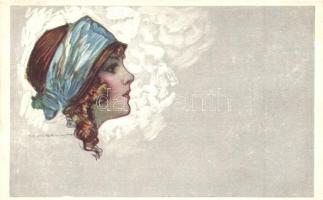 Italian art postcard, lady, Anna & Gasparini 465-5 s: T. Corbella