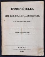 1841 Észrevételek Gróf Zay Károly általános nézeteire, írta Szenczy Ferenc