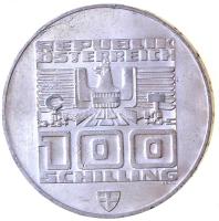 Ausztria 1976. 100Sch Ag "Téli Olimpia Innsbruck" T:2 ph. Austria 1976. 100 Schilling "Winter Olympics Innsbruck / Building and Olympic logo" C:XF edge error Krause KM#2927